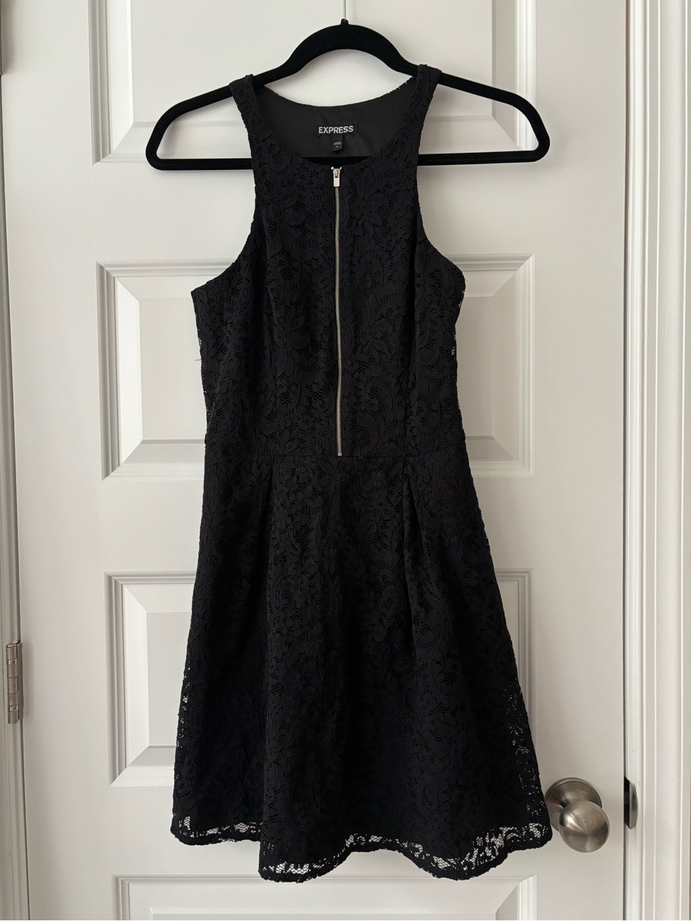 Express Black Lace Mini Dress with Front Zip Size 4